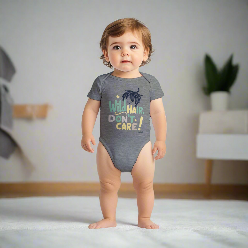 Wild Hair Don't Care Baby Short Sleeve Onesie