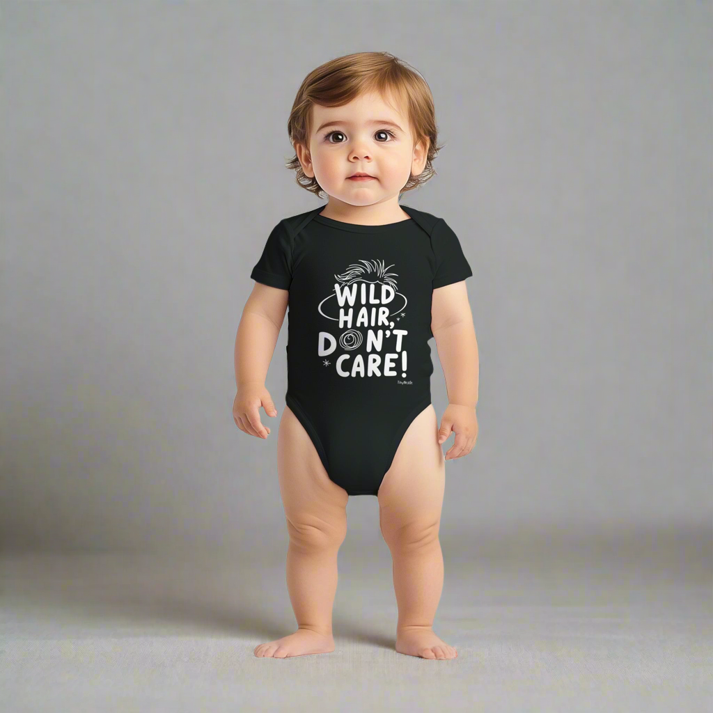 Wild Hair Don't Care Baby Short Sleeve Onesie