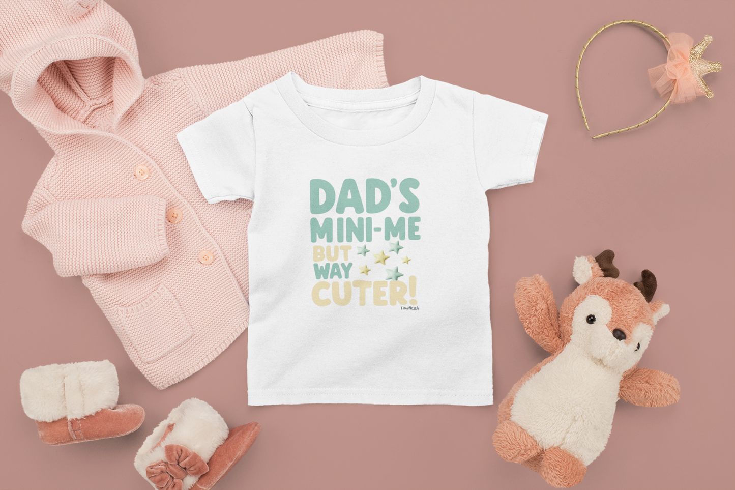 Dad's Mini Me But Way Cuter design on Crewneck T-shirt