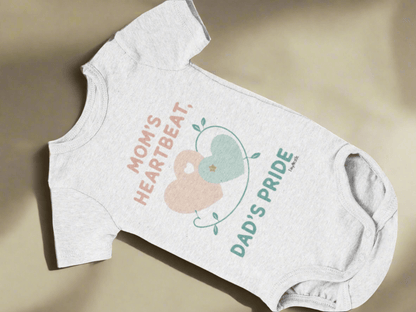 Mom's Heartbeat Dad's Pride Baby Short Sleeve Bodysuit - Adorable Cotton Bodysuit