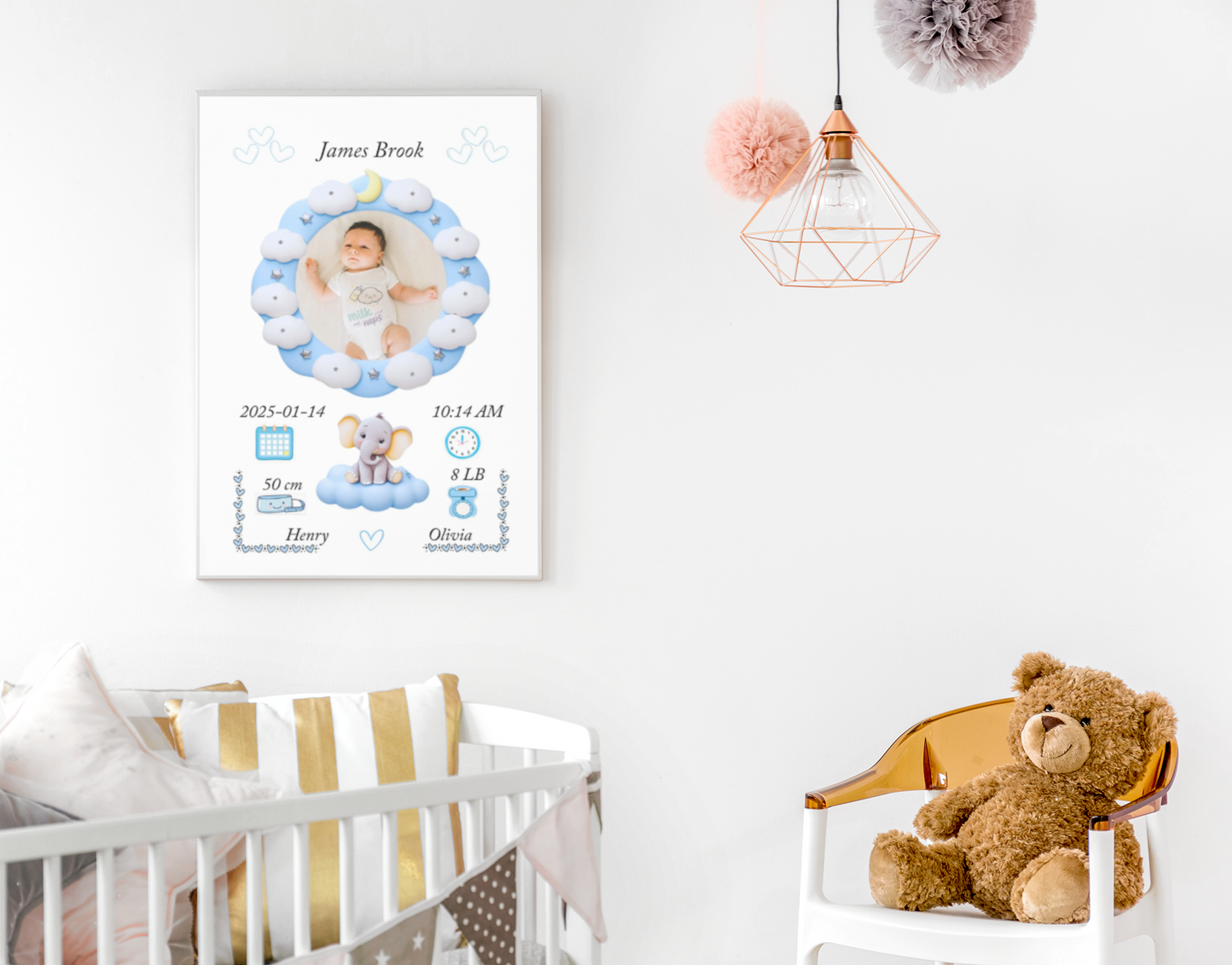 Personalized Baby Boy Bio Frame – Custom Baby Keepsake