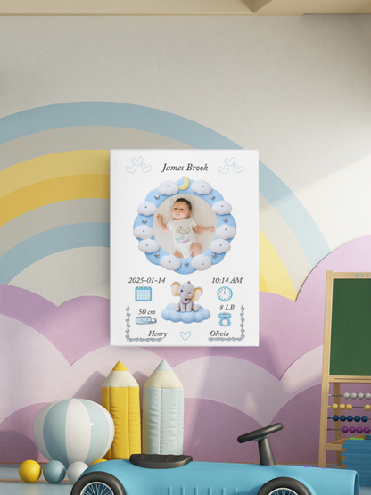 Personalized Baby Boy Bio Frame – Custom Baby Keepsake