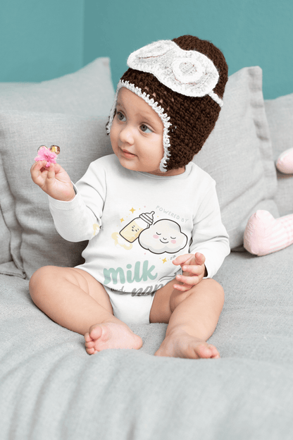 Powered By Milk And Nap  Baby Long Sleeve Bodysuit