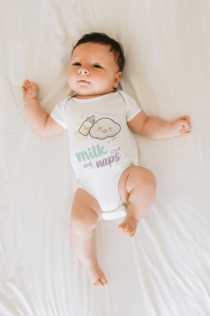 Powered By Milk And Nap Baby Short Sleeve Bodysuit