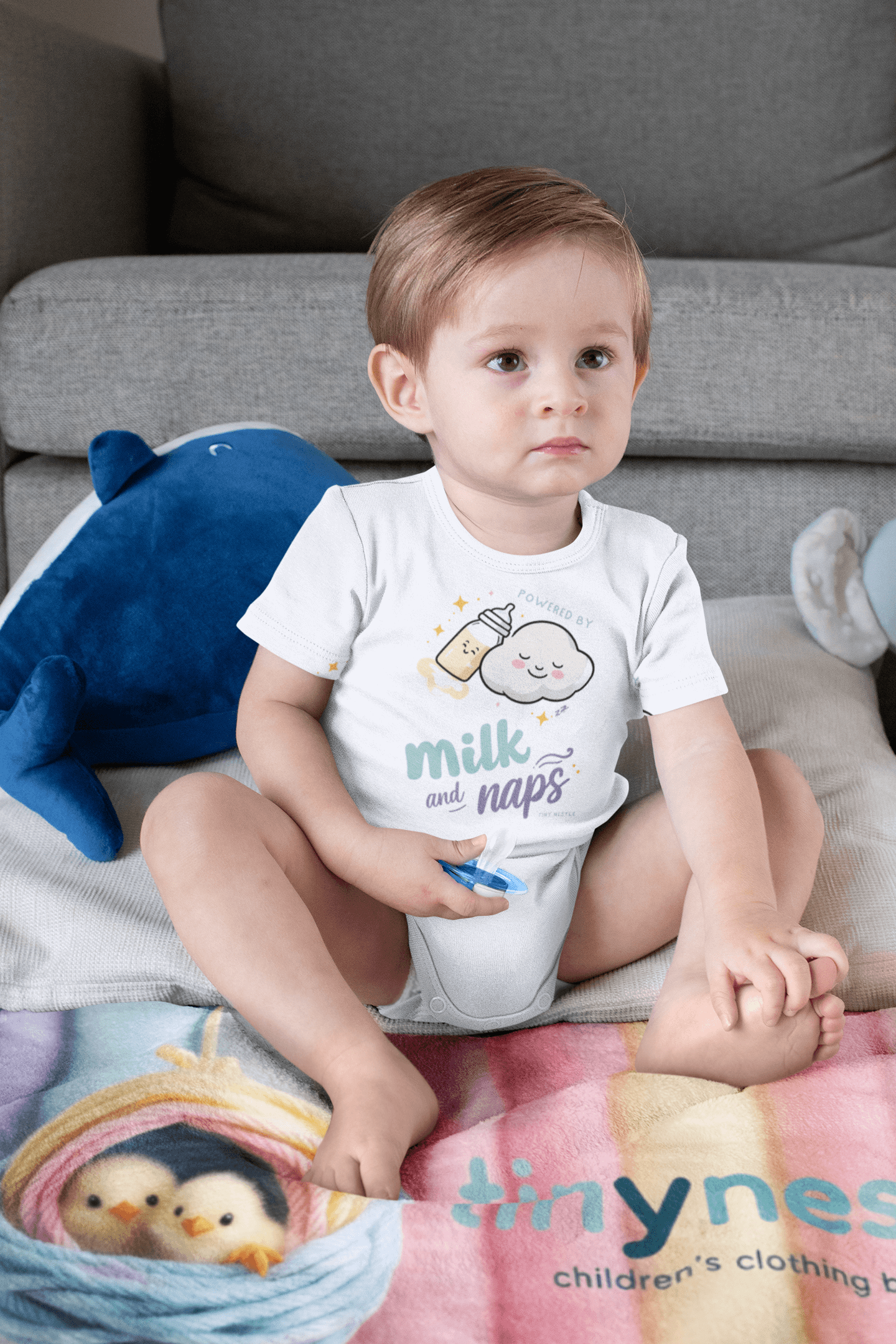 Powered By Milk And Nap  Baby Long Sleeve Bodysuit