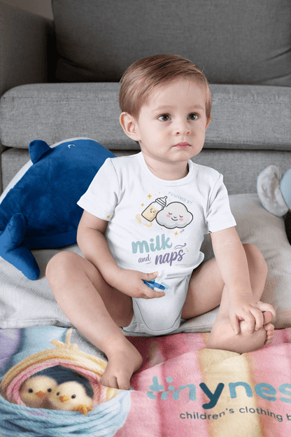 Powered By Milk And Nap Baby Short Sleeve Bodysuit