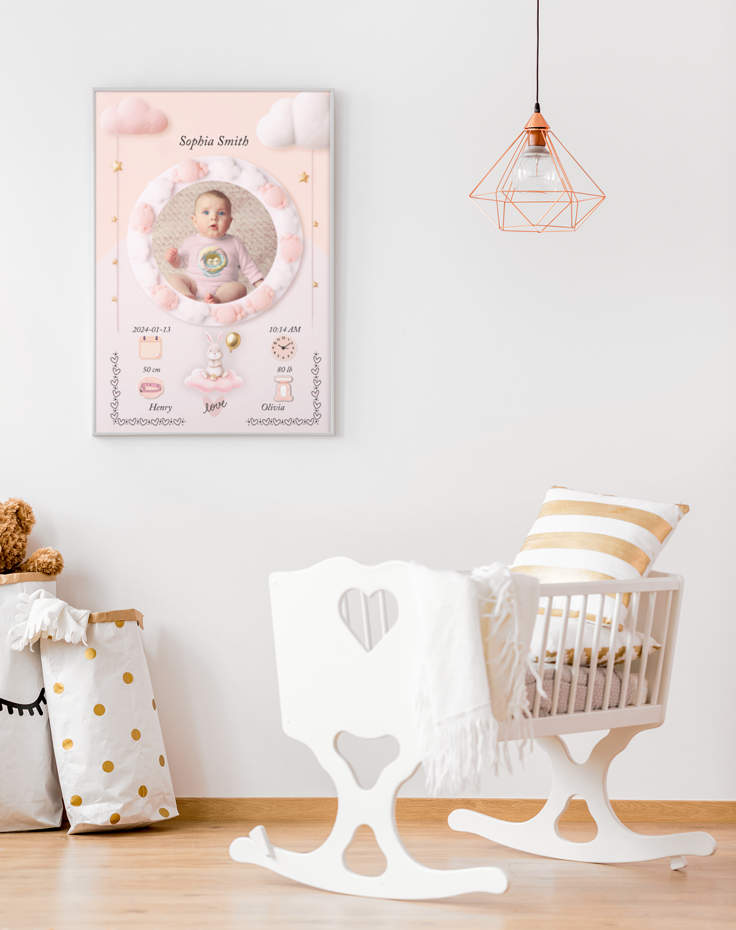 Personalized Baby Girl Bio Frame – Custom Baby Keepsake