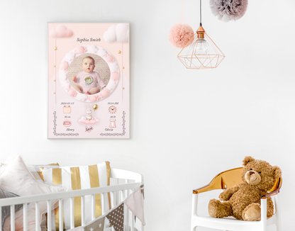 Personalized Baby Girl Bio Frame – Custom Baby Keepsake