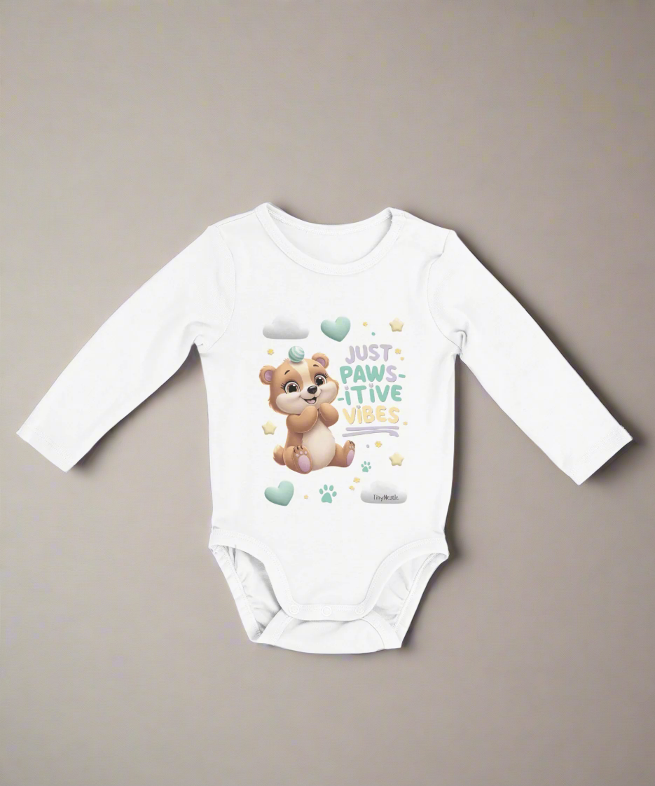 Just Paws-itive Vibes Long Sleeve Bodysuit