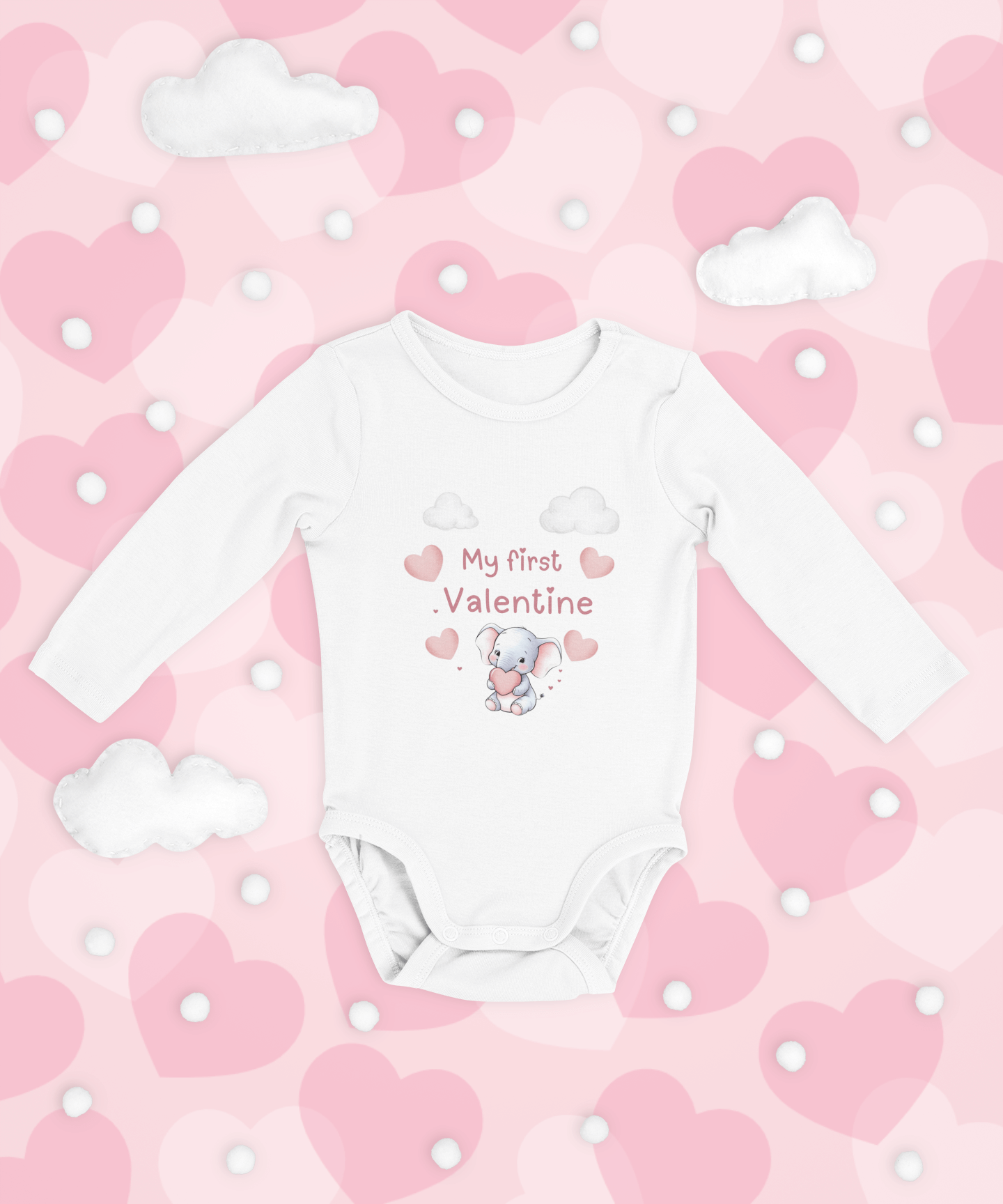 My First Valentine" Baby Long Sleeve Bodysuit