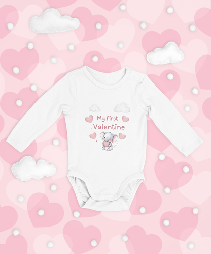 My First Valentine" Baby Long Sleeve Bodysuit