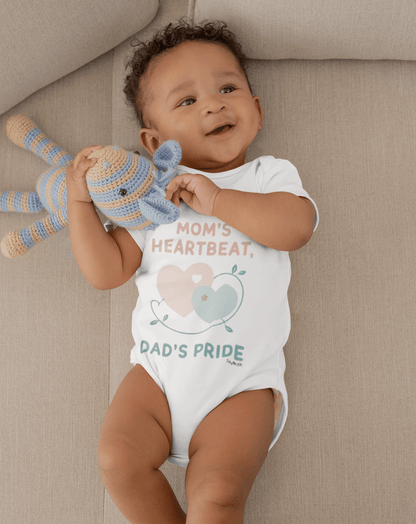 Mom's Heartbeat Dad's Pride Baby Short Sleeve Bodysuit - Adorable Cotton Bodysuit